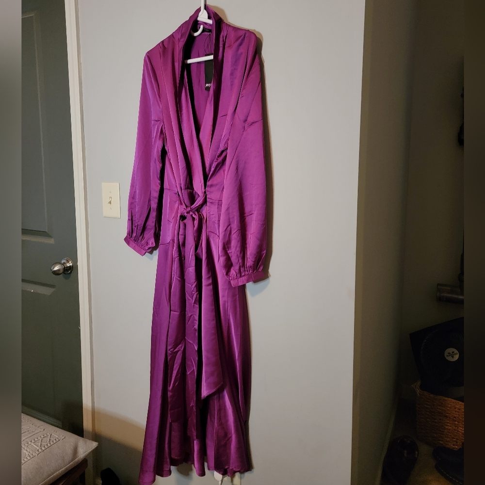 Long Magenta Silk dress from Nasty Gal